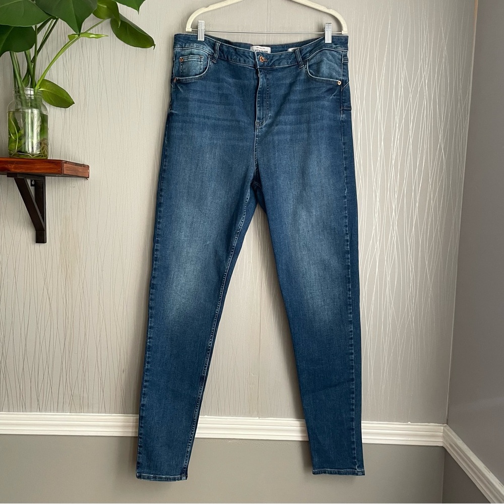 New Look Tall Lift & Shape Skinny Jeans Women’s Size 16 Blue Stretch Long Inseam